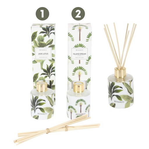 Glass Enamel Reed Diffuser with Palm Tree Design 110ml