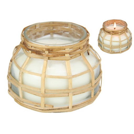 Ronis Glass and Rattan Jar Decor Candle 250g