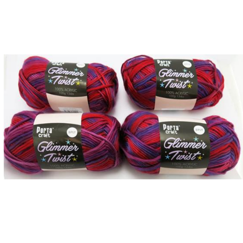 Glimmer Twist Yarn Multi Berry Blast 100g 134m variegated glimmer yarn for crochet and knitting