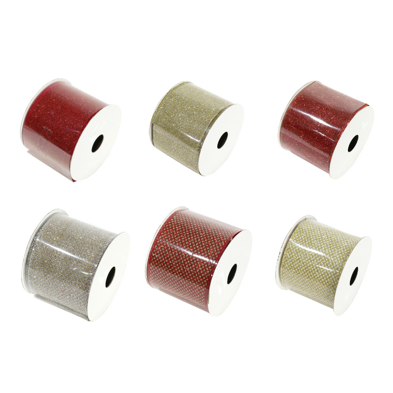 Ronis Glitter Mix Ribbon 63mmx2.7m 6 Asstd