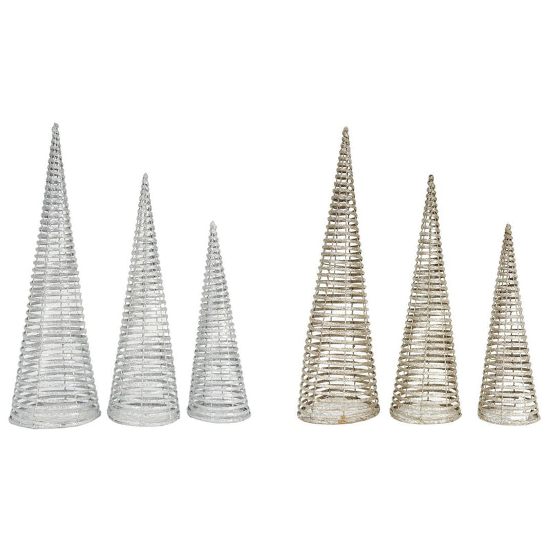 Glitter Rattan Cone Tree Assorted 3pc Assorted