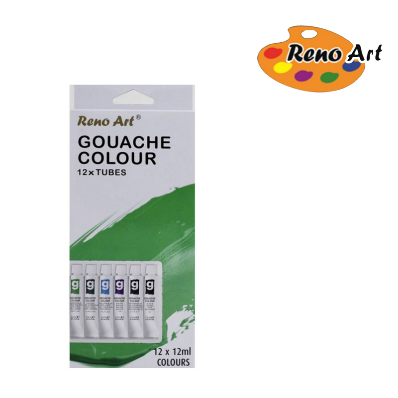 Gouache Colour Set 12 x 12ml tubes for opaque matte painting, illustration and school art