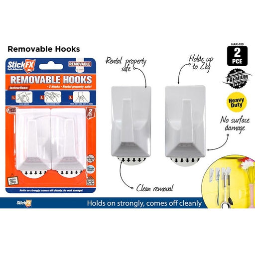 Self Adhesive Removable Hooks 2 Packed 8cm