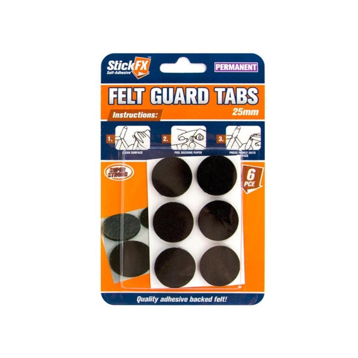 6pce Self-Adhesive Felt Guard Tabs-25mm