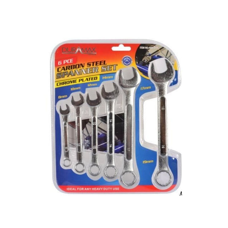 6pce Spanner Ring + Open End Set-19/17/14/12/10/8cm-Asst