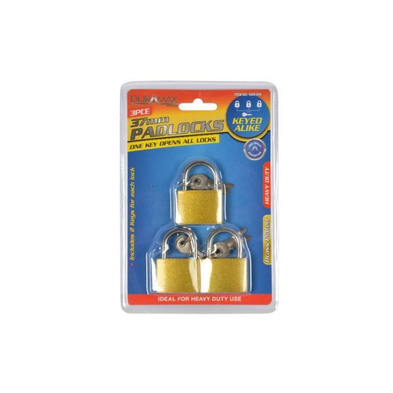 Padlock Keyed Alike Heavy Duty 37mm 3 Packed