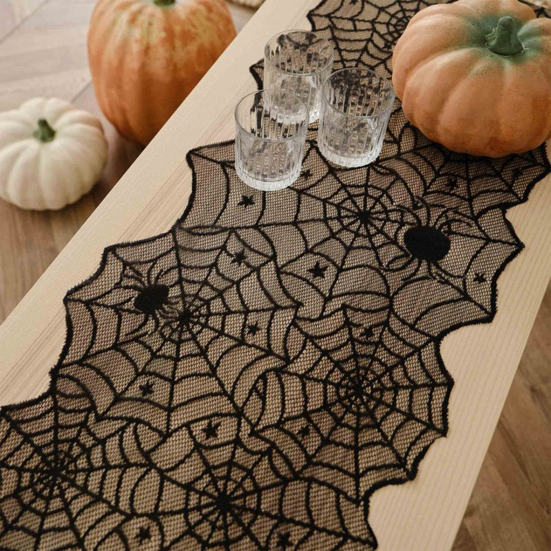 Haunted Harvest Spider Web Table Runner