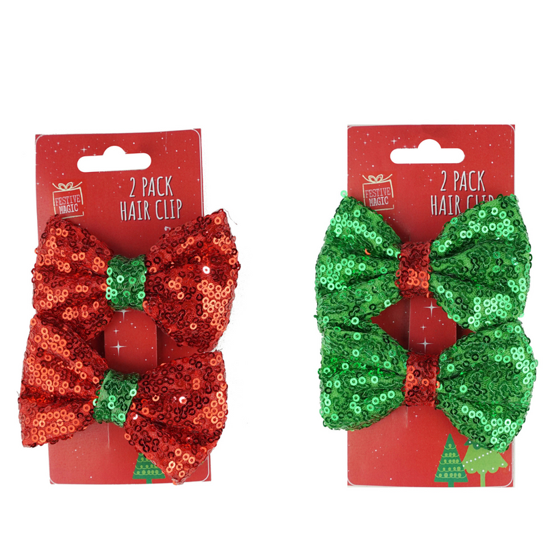 Ronis Hair Clip Sequin Bow 2 Asstd