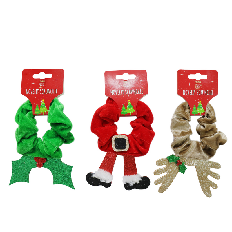 Ronis Hair Scrunchie Velvet With Glitter Deco 3 Asstd