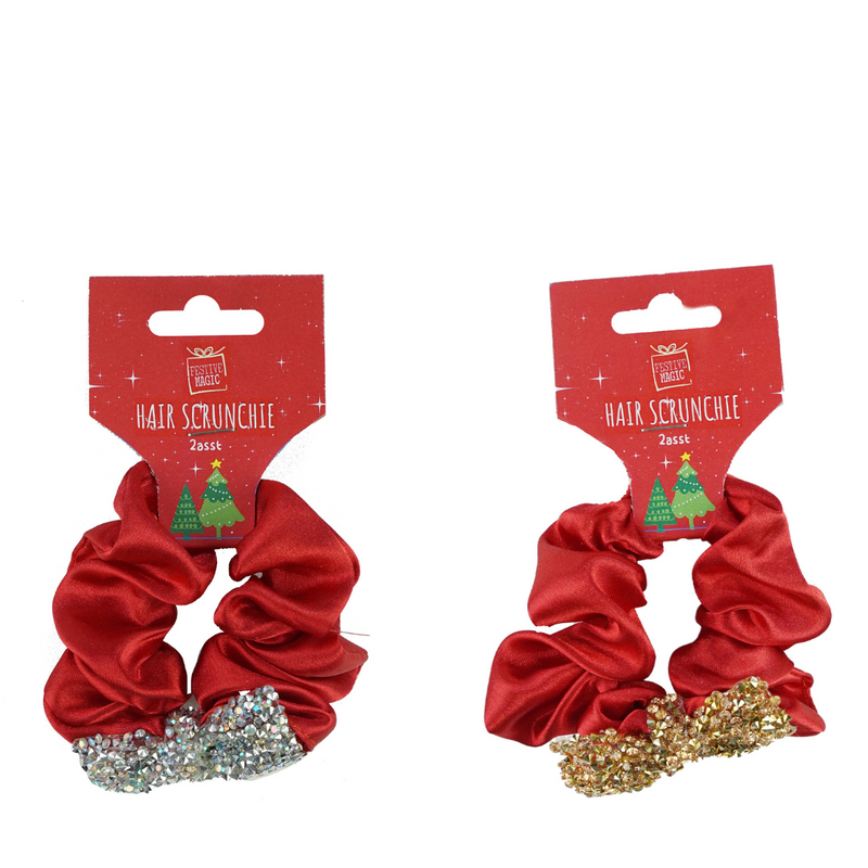 Ronis Hair Scrunchie Diamante Bow Assorted