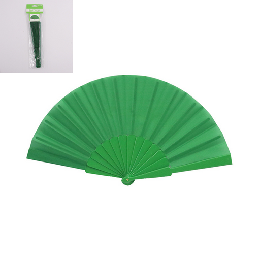 Green hand fan folding party accessory for festivals, themed events, St Patrick’s Day outfits and costume photo props