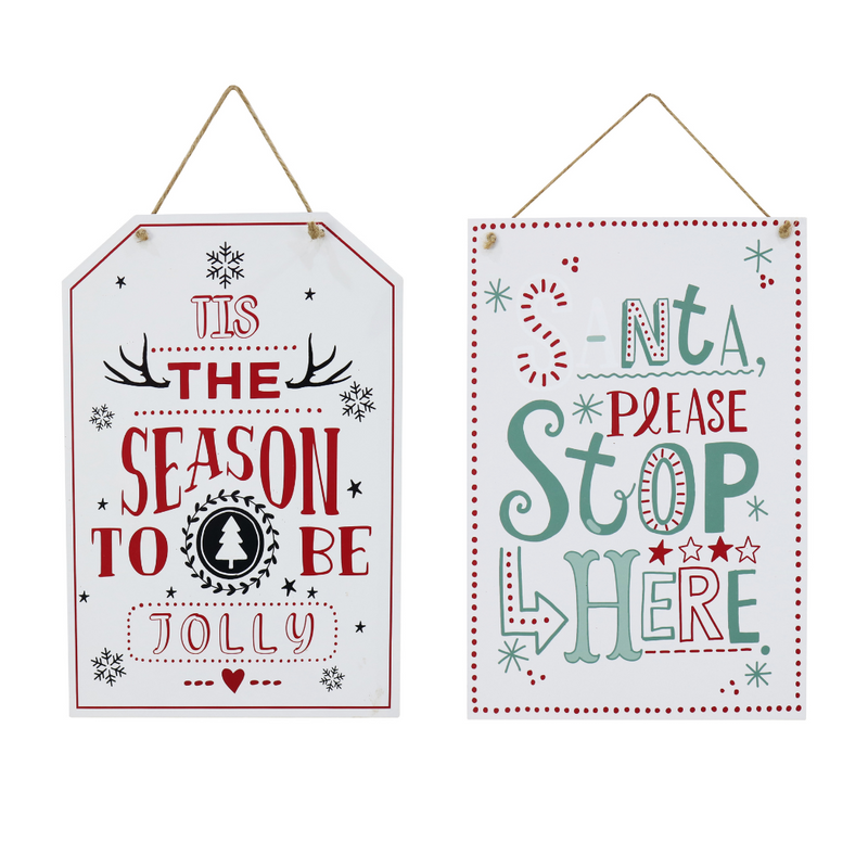 Ronis Hanging White Christmas Sign Assorted