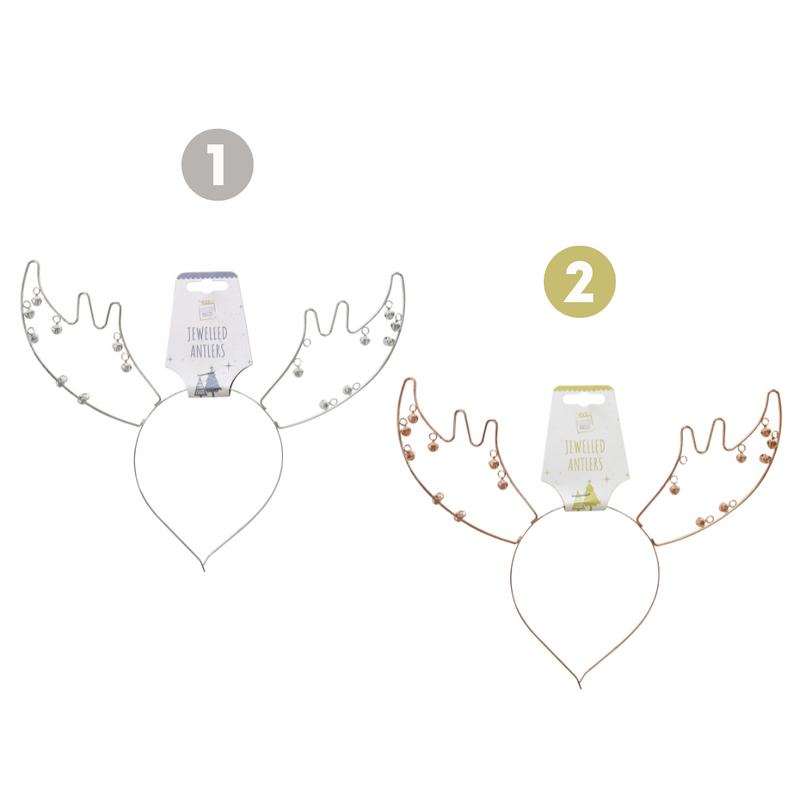 Ronis Headband Metal Reindeer Bell Antlers 2 Asstd