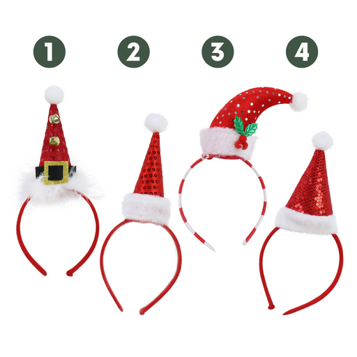 Ronis Headband Santa Hat with Sequins Mix 4 Asstd