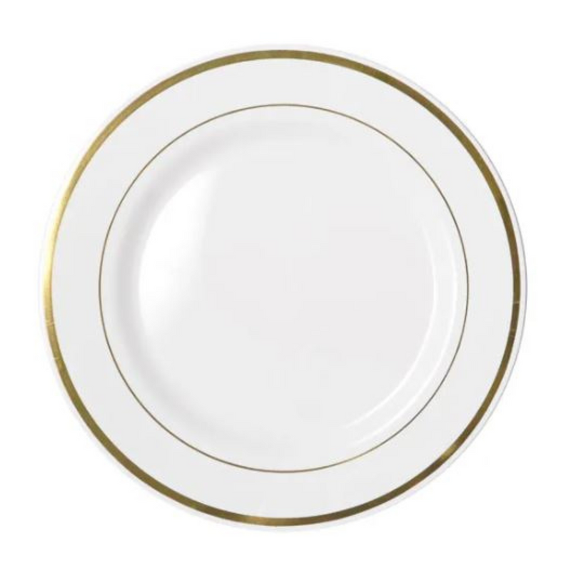 Ronis Heavy Duty White Dinner Plate With Gold Lining 26cm