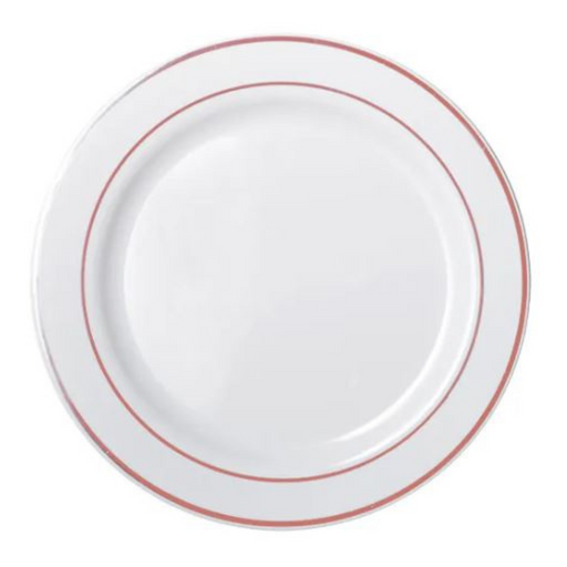 Ronis Heavy Duty White Dinner Plate With Rose Gold Lining 26cm