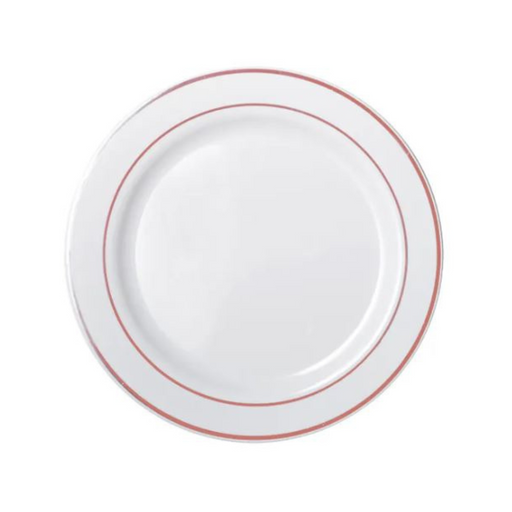 Ronis Heavy Duty White Lunch Plate With Rose Gold Lining 19cm