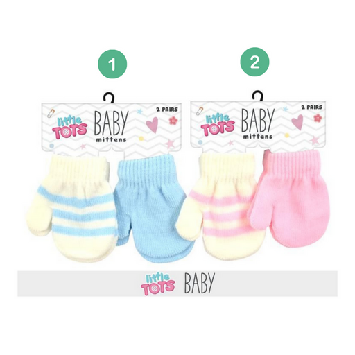Ronis Infant Knitted Mittens 2pc 2 Asstd