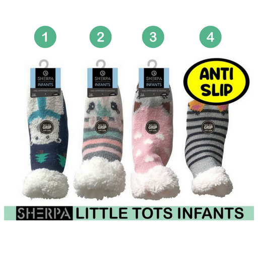 Ronis Infants Sherpa Socks Animal Face 4 Asstd