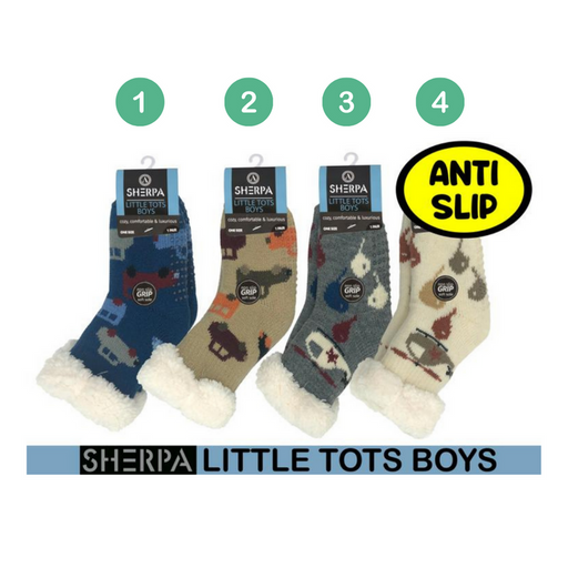 Ronis Infants Sherpa Socks Boys 4 Asstd