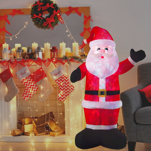 Ronis Inflatable Deluxe Plush Santa with LED Disco Lights 245cm