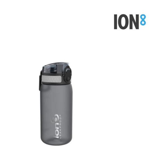 Ion8 Pod water bottle 350ml in Grey, compact reusable drink bottle for school and travel