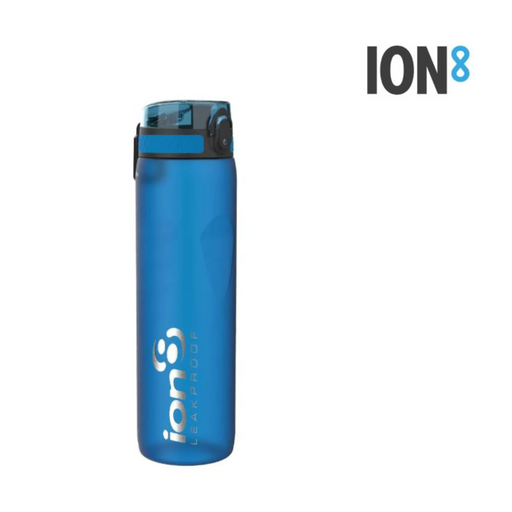 Ion8 Quench water bottle 1000ml in Blue, large reusable flip-top drink bottle