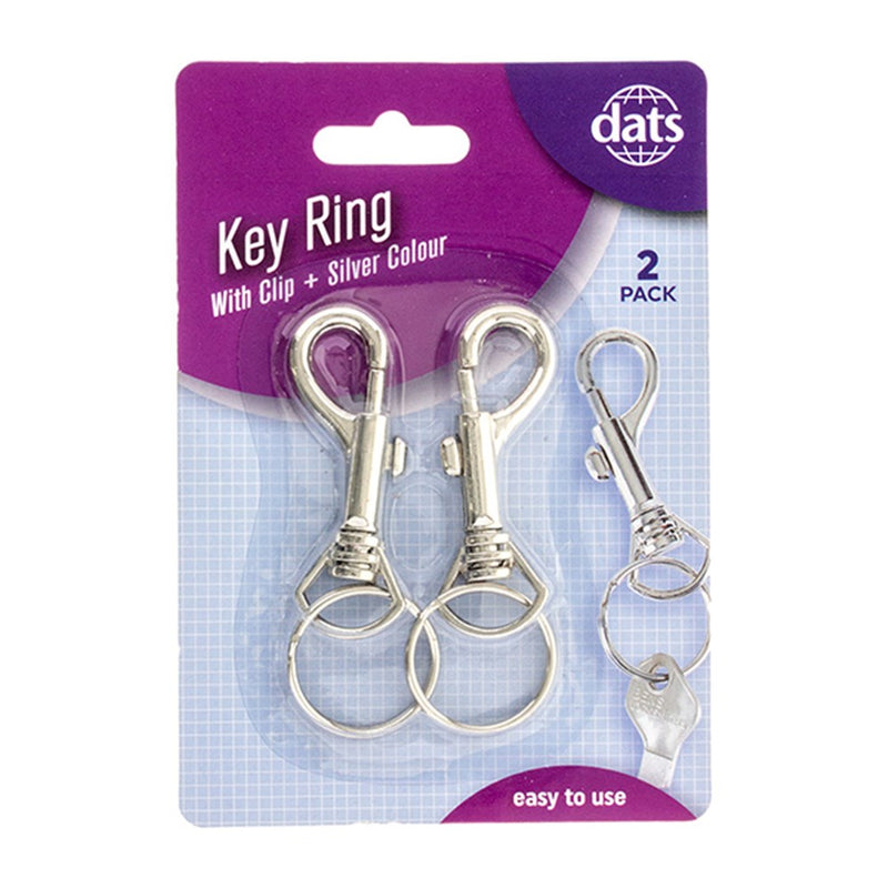 Simple Silver Key Rings Key Ring Metal Silver with Clip 2pk — Ronis