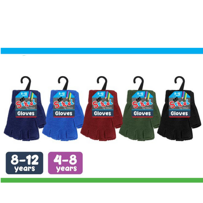 Ronis Kids Basic School Fingerless Gloves 5 Asstd