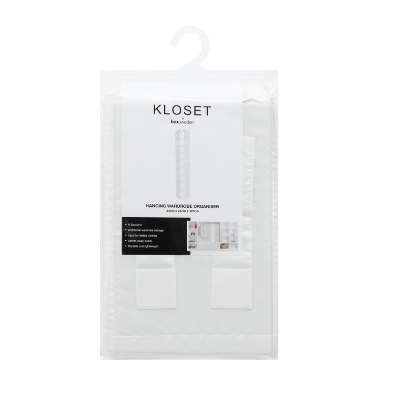 Ronis Kloset Hanging Organiser 34x22x120cm 9 Sections White