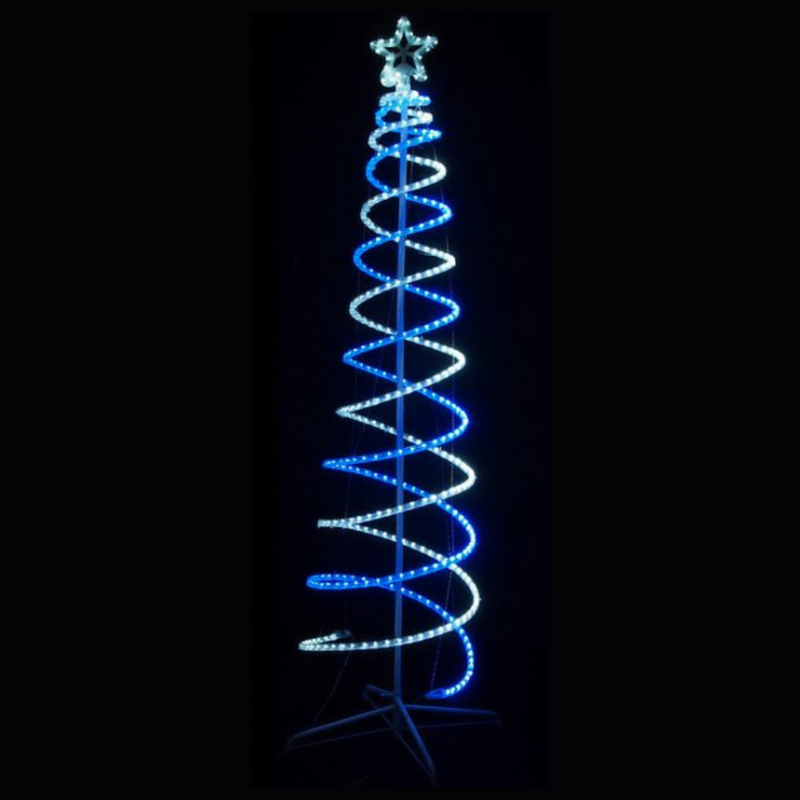 Ronis LED Double Spiral Tree White Blue Lights 2.1m