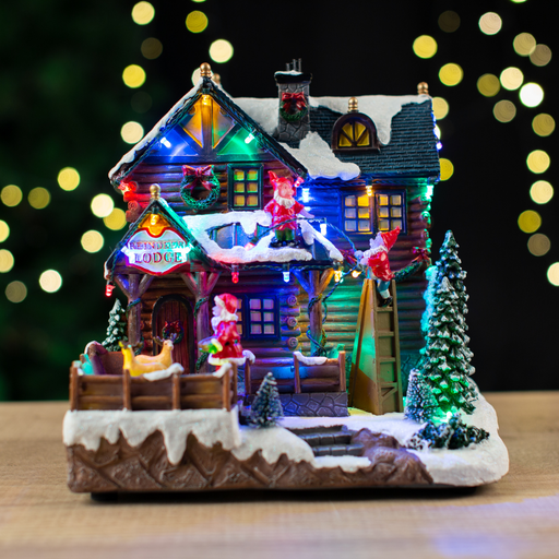 Ronis LED Musical Reindeer Lodge Scene