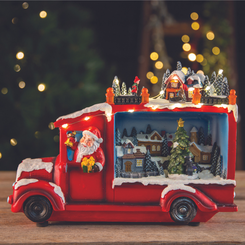 Ronis LED Musical Santa Truck Town on Roof Animated