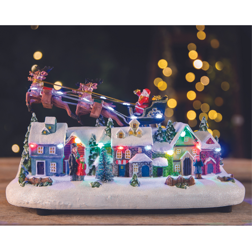 Ronis LED Musical Village Flying Sleigh