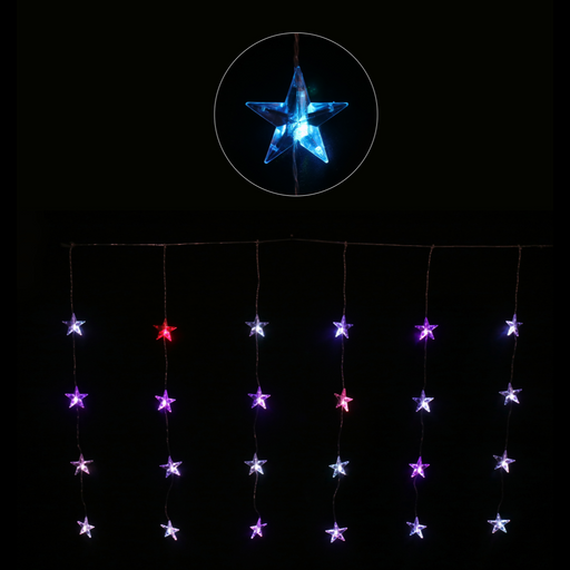 Ronis LED Rainbow Star Curtain 24pc