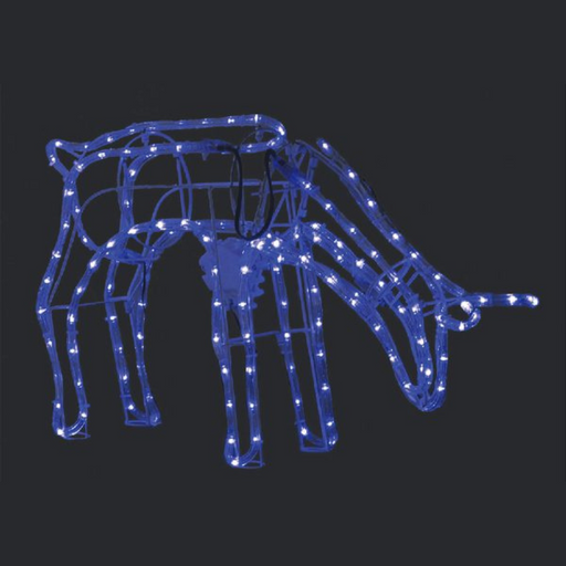 Ronis LED Silhouette 3D Illuminated Reindeer Stand Feeding with Motor Blue