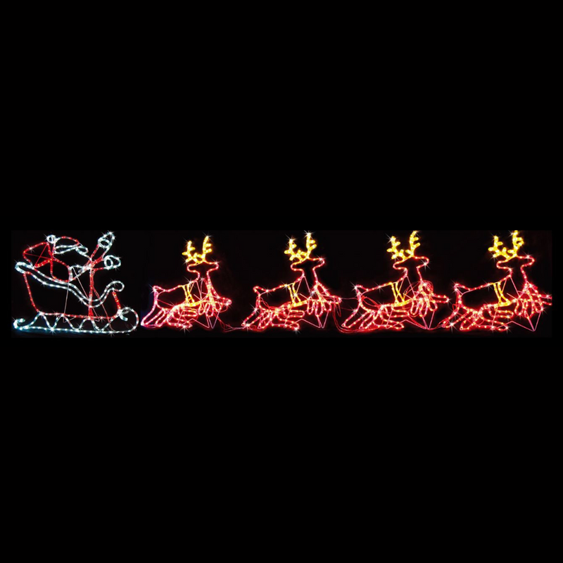 Ronis LED Silhouette Reindeer with Sleigh 5.3m 4 Moving Reindeer with Sleigh