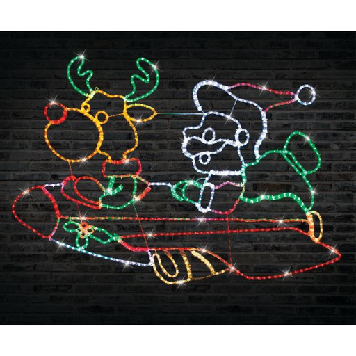 Ronis LED Silhouette Rope Light Santa Reindeer In Rocket