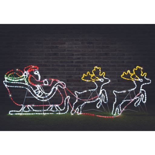 Ronis LED Silhouette Rope Light Santa Sleigh 2 Reindeers