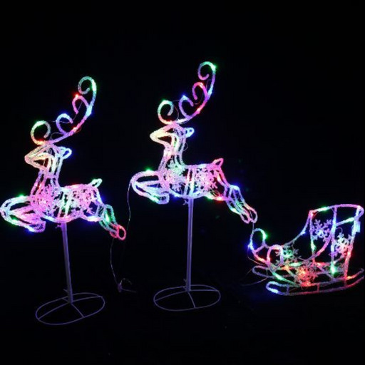 Ronis LED Silhouette Sleigh With Leaping Reindeers Multicolour