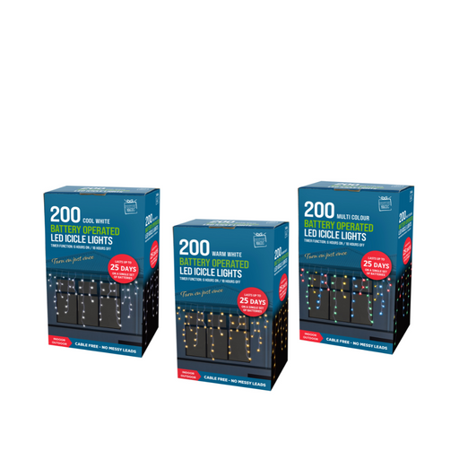Ronis LED Icicle Lights 200 Timer Assorted