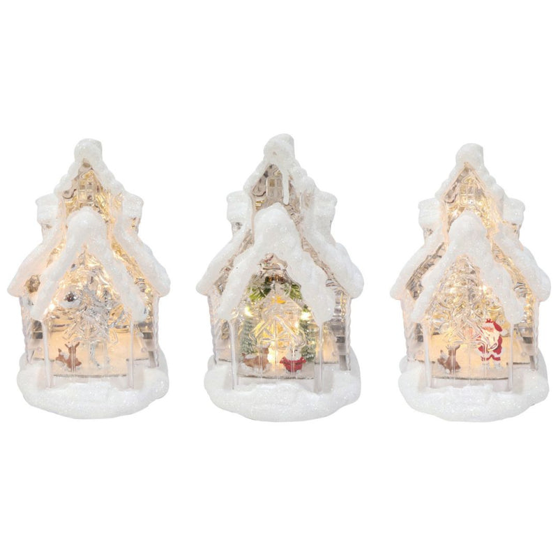 Ronis LED Light Up House Glitter Snow 29cm Assorted
