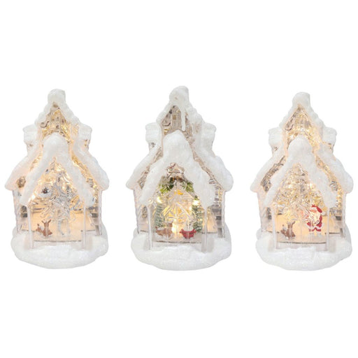 Ronis LED Light Up House Glitter Snow 29cm Assorted