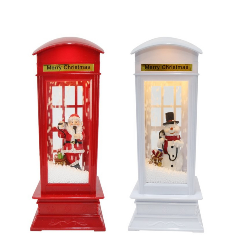 Ronis LED Musical Snowing Santa Phonebooth Assorted