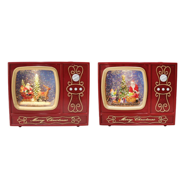 Ronis LED USB Santa TV Glitter Swirl Musical Assorted