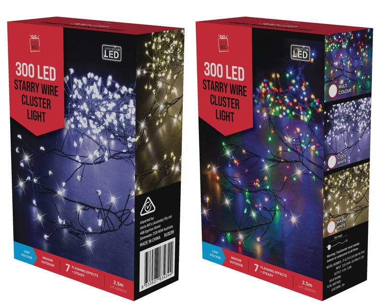 Ronis LED Wire Cluster Light 300 Assorted