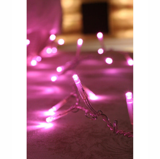 Battery Operated Fairy Light Clear Cable 50 Lights Pink