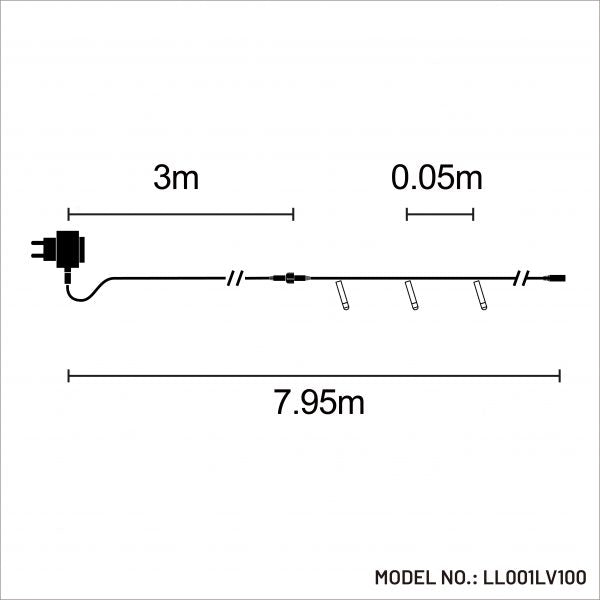 100 LED Fairy Light Chain (White)