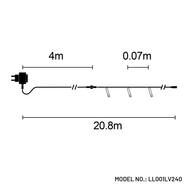 240 LED Fairy Light Chain Clear Cord (Blue)