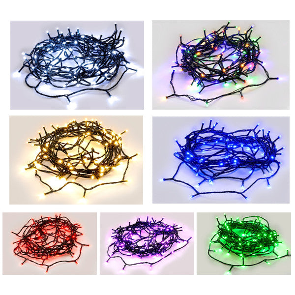 360 LED Fairy Light Chain - Dark Green Cable - Connectable - White